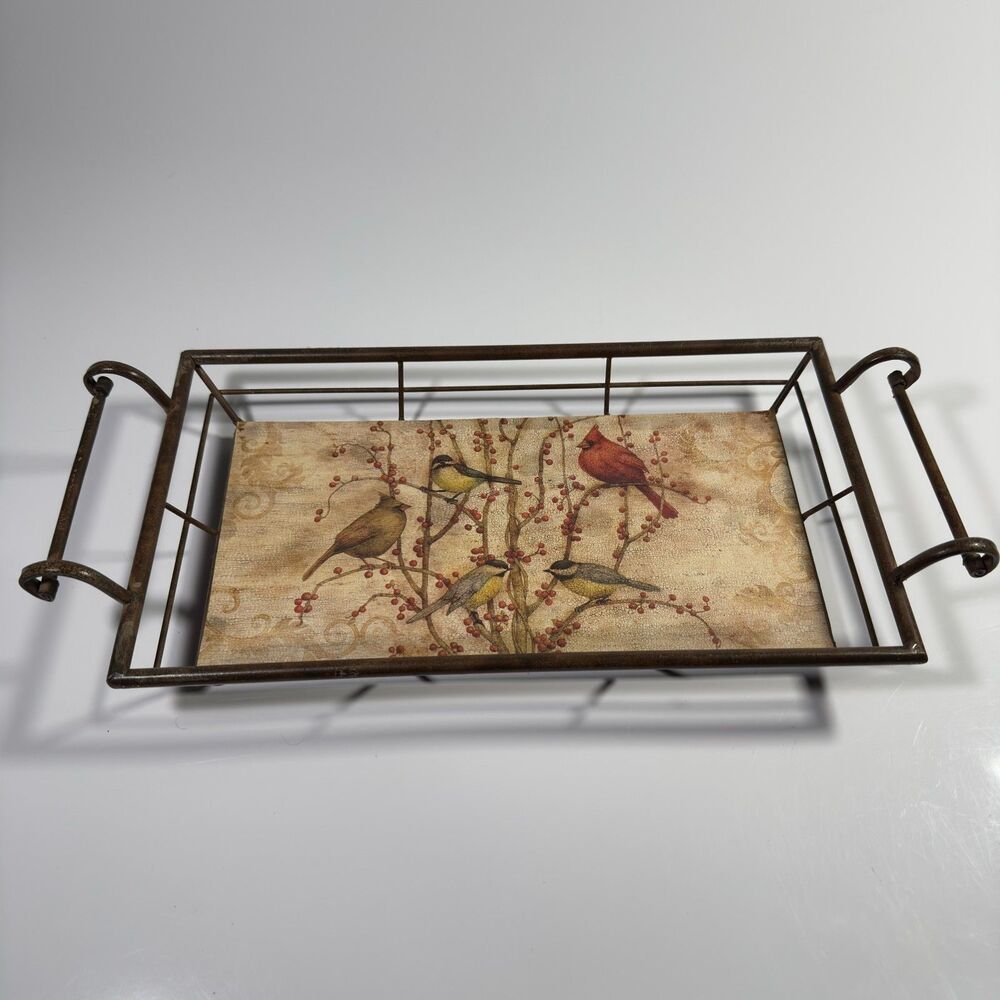 Tim Coffey Serving Tray Birds On Fruit Tree Farmhouse Cottagecore Granny Decor